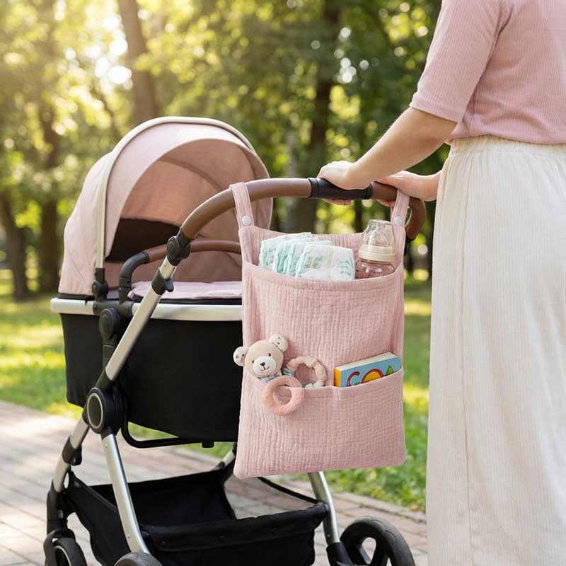Baby Nursery Unisex - Saf Pamuk Bebek Arabası Asılı Çanta