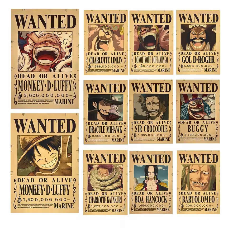 Baby Nursery Wall Mural - Anime One Piece Bounty Aranıyor Posterleri