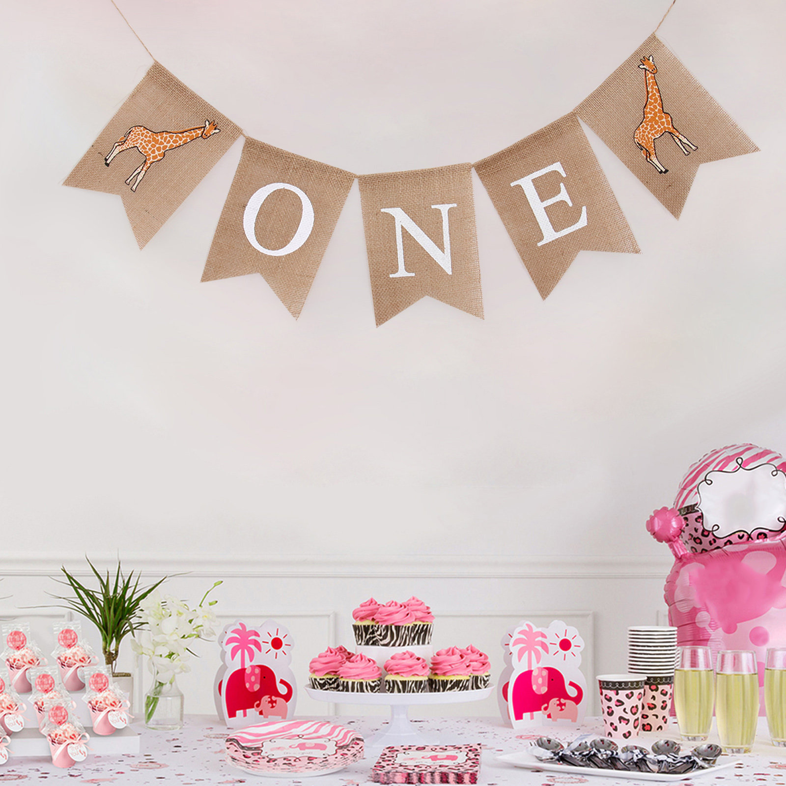 Baby Nursery Bunting - Zürafa Keten Afiş Tek Baskılı Çuval