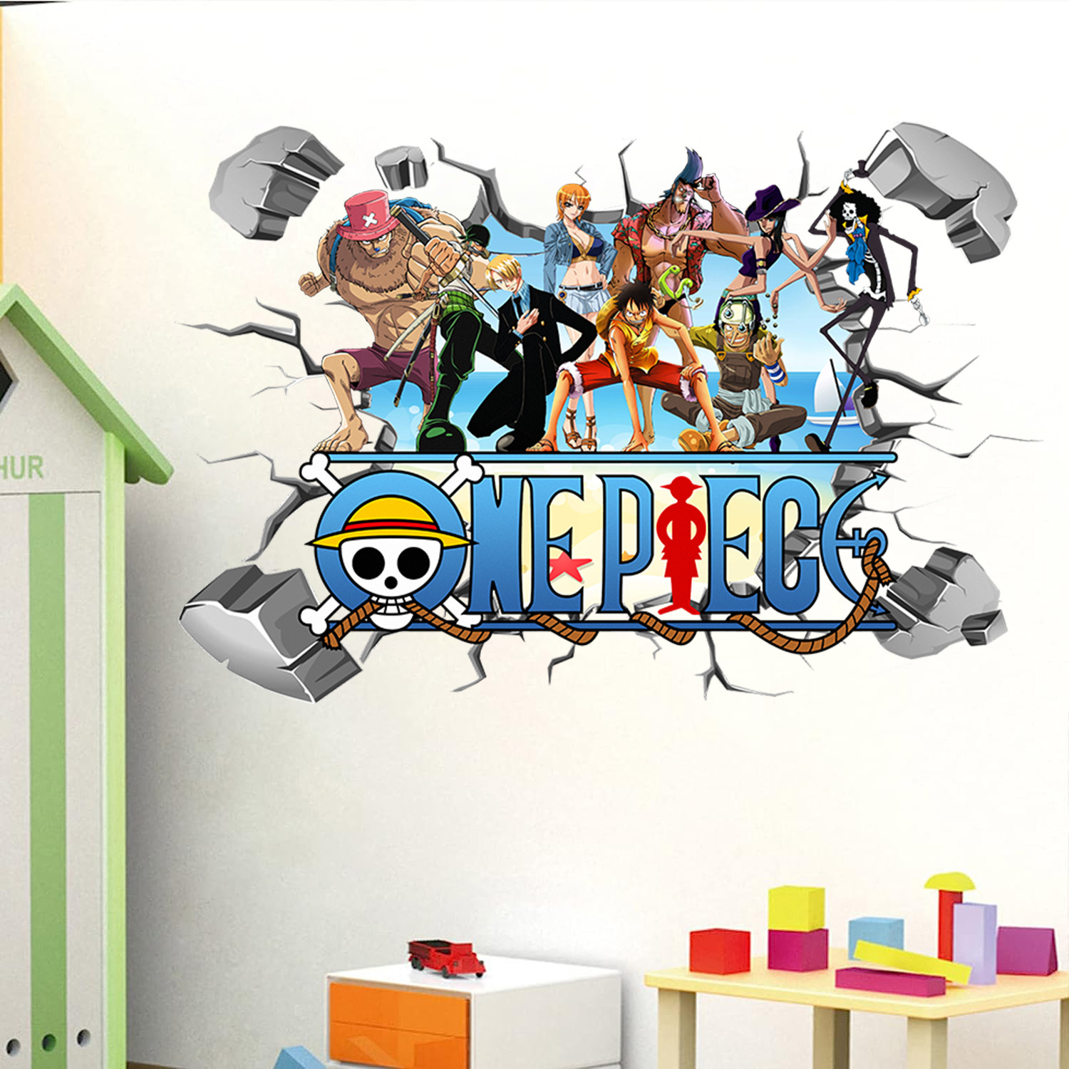 Baby Nursery Wall Mural - Karikatür tek parça Luffy 3D duvar