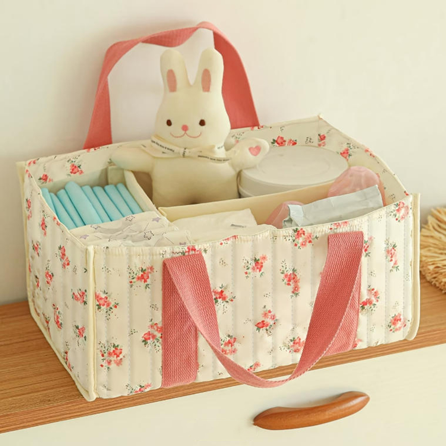 Baby Nursery Organizer - Çiçek Desenli Bebek Bezi Düzenleyici, Bölmeli