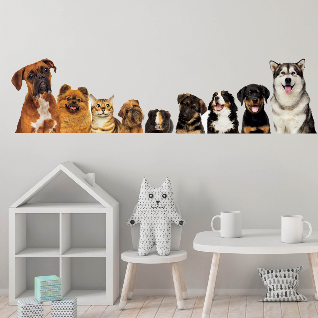 C30 #9 sevimli kediler ve köpe - Baby Nursery Wall Mural incelemesi ve fiyatı