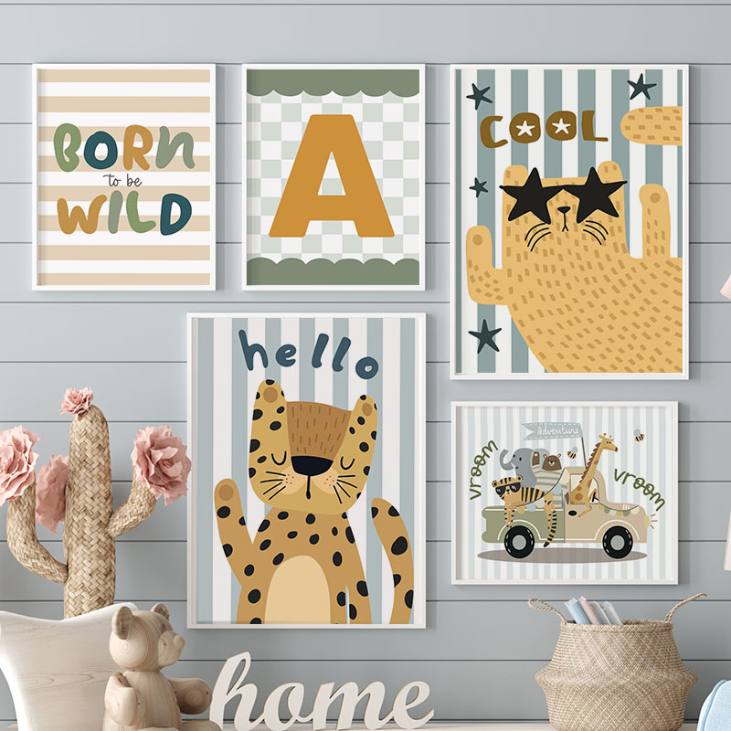 Kawaii Kaplan Aslan Zürafa Ara - Baby Name Wall Art incelemesi ve fiyatı