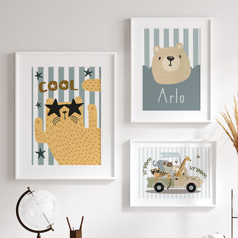 Kawaii Kaplan Aslan Zürafa Ara - Baby Name Wall Art incelemesi ve fiyatı