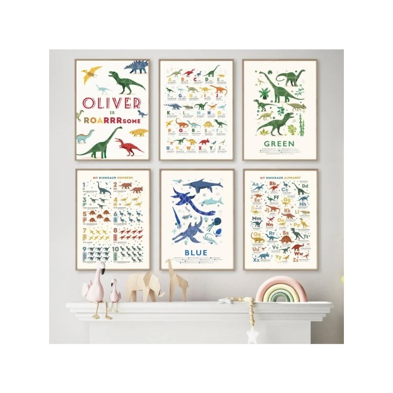 Dinozor Numaraları Eğitici ABC - Baby Name Wall Art incelemesi ve fiyatı