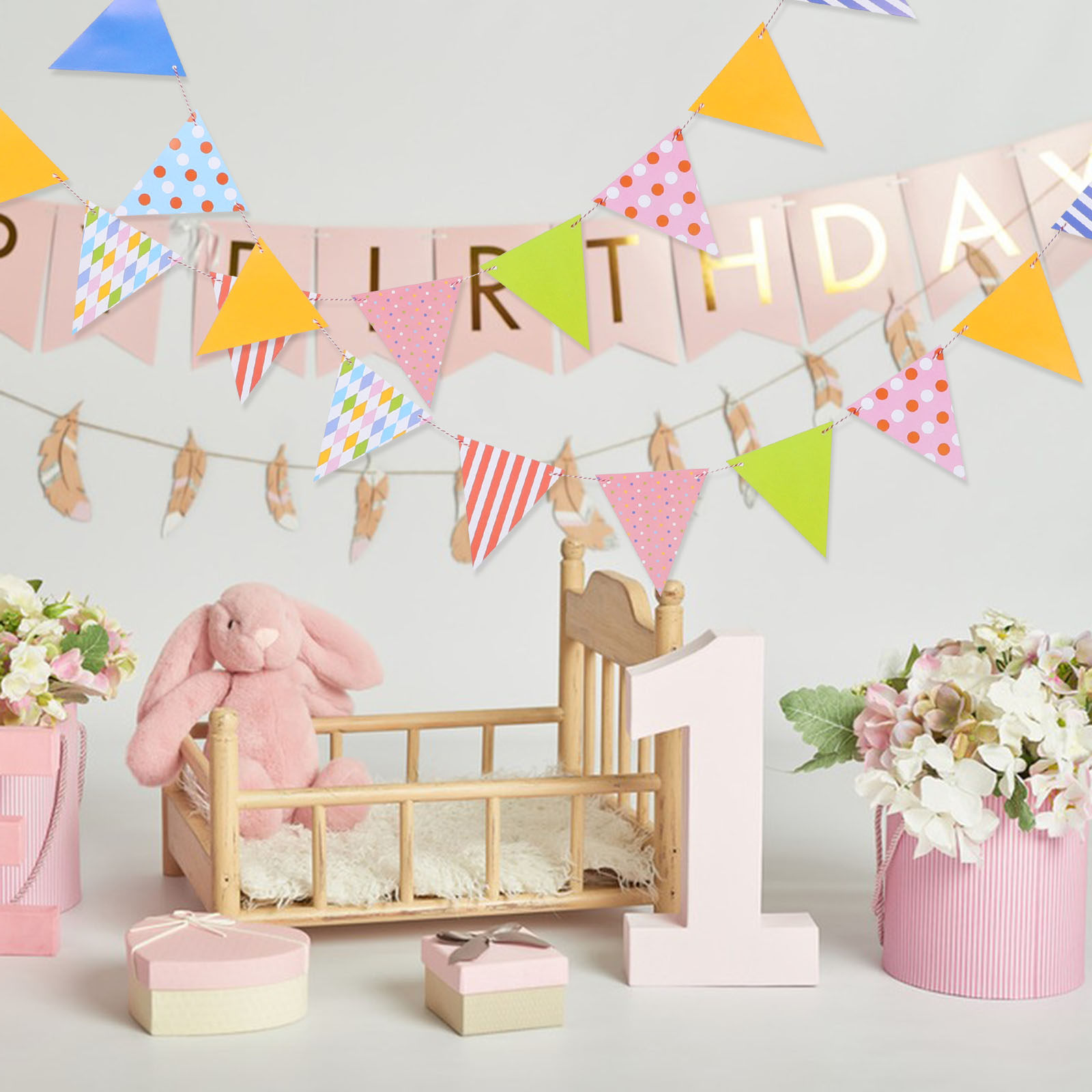 Üçgen Kağıt Bayraklar Çelenk R - Baby Nursery Bunting incelemesi ve fiyatı