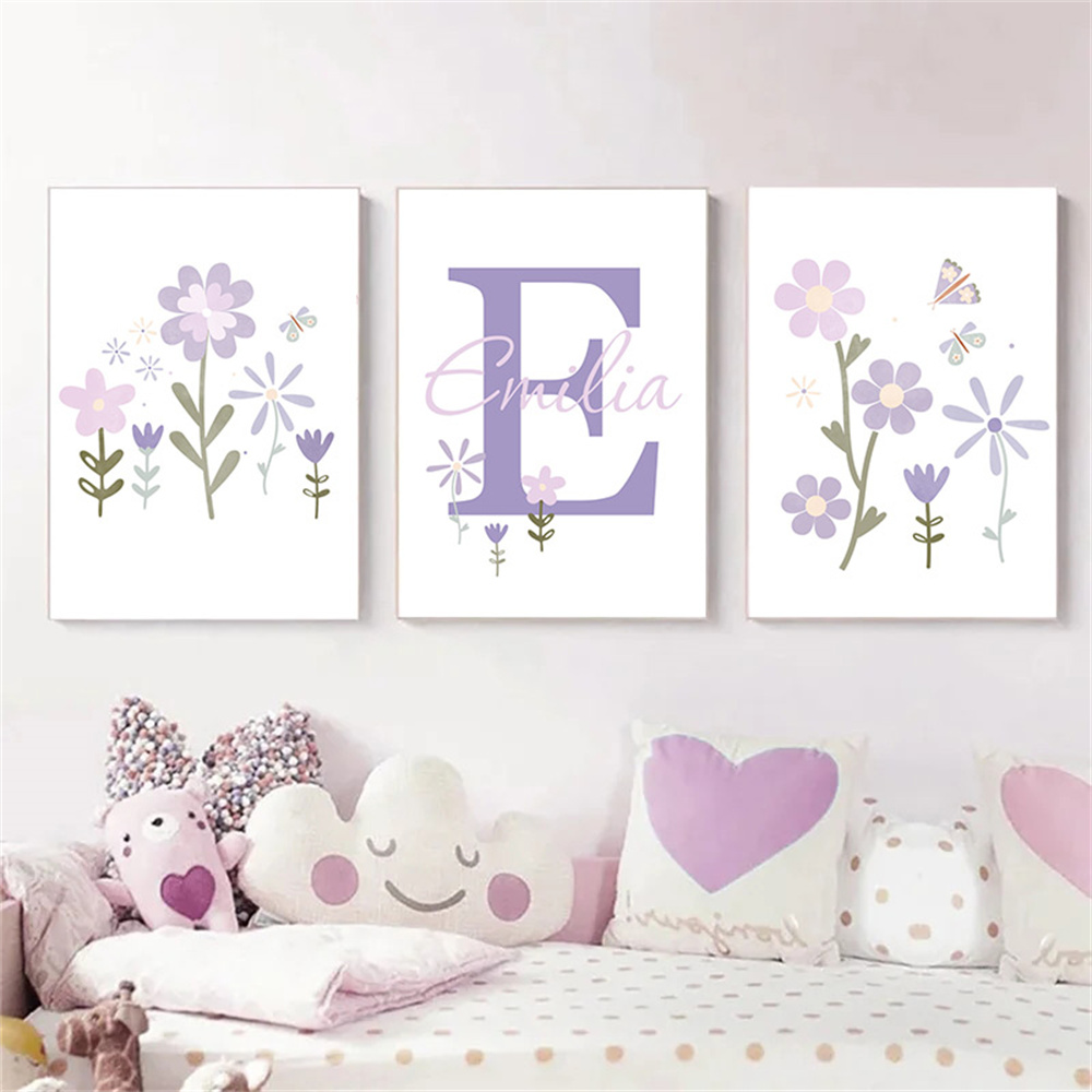 Bebek Kız Adı Özel Poster Mor  - Baby Name Wall Art incelemesi ve fiyatı