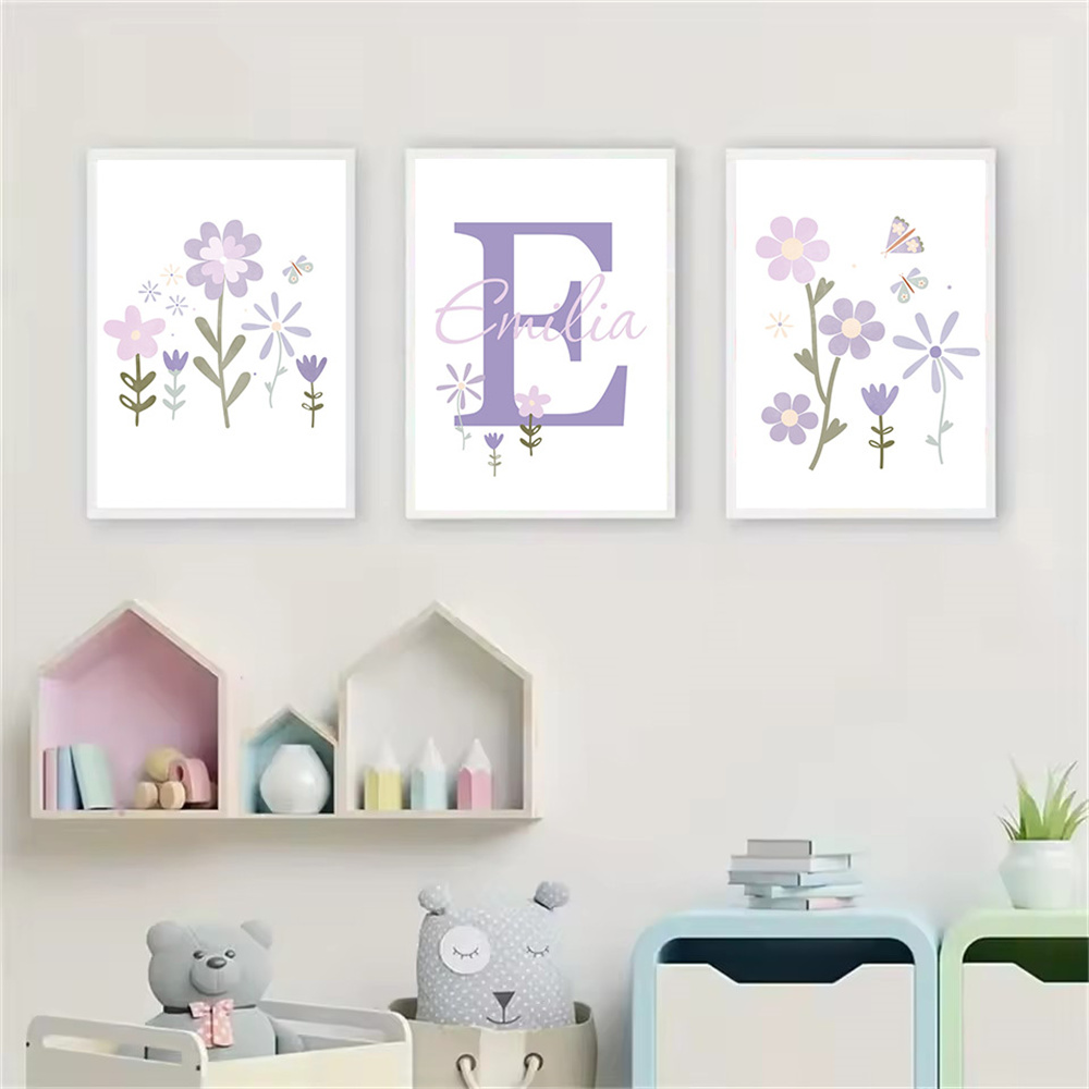 Bebek Kız Adı Özel Poster Mor  - Baby Name Wall Art incelemesi ve fiyatı