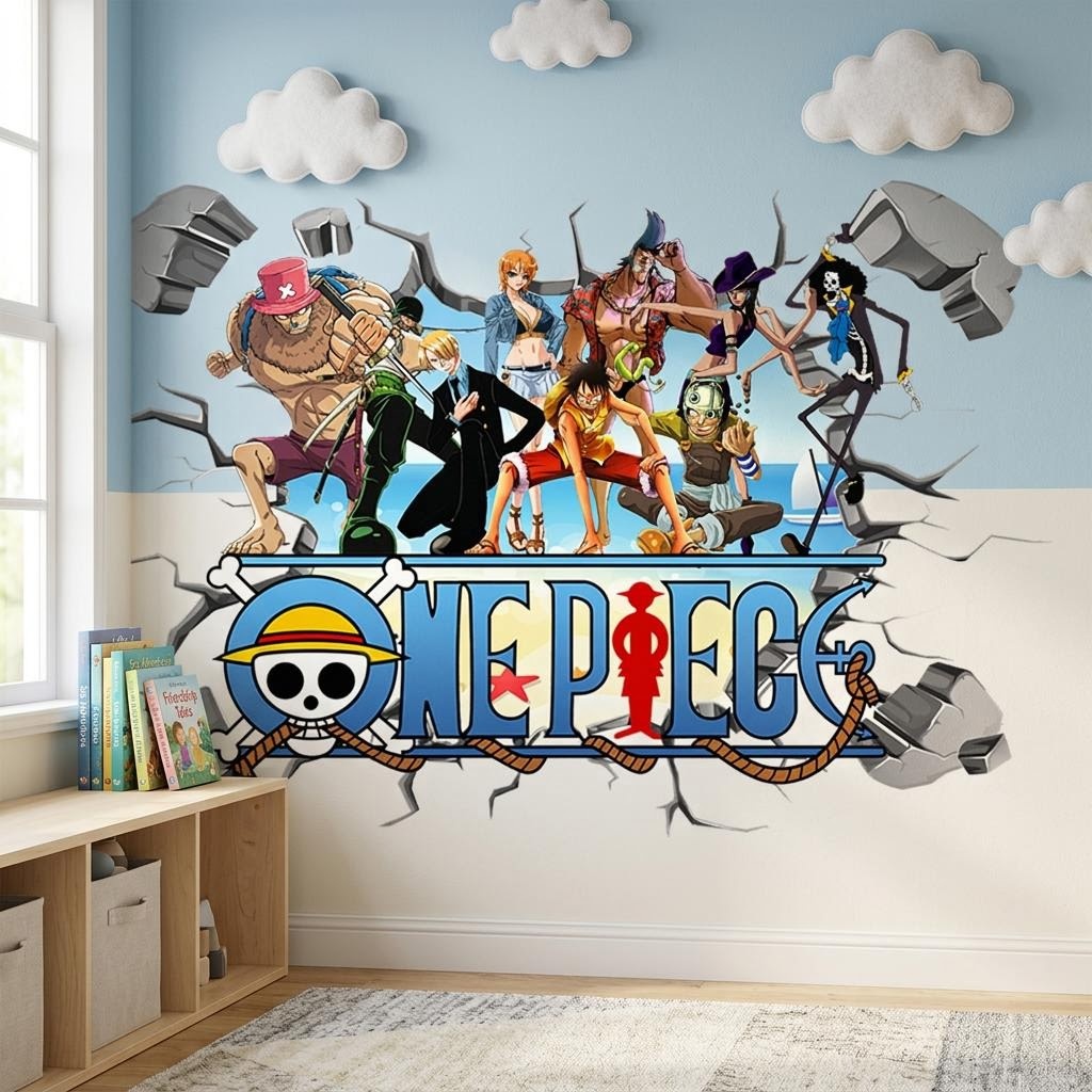 Karikatür tek parça Luffy 3D d - Baby Nursery Wall Mural incelemesi ve fiyatı