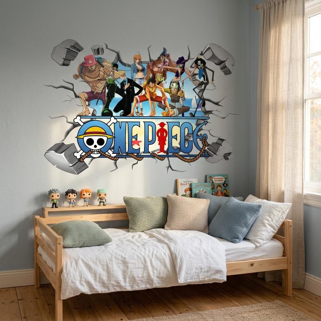 Karikatür tek parça Luffy 3D d - Baby Nursery Wall Mural incelemesi ve fiyatı