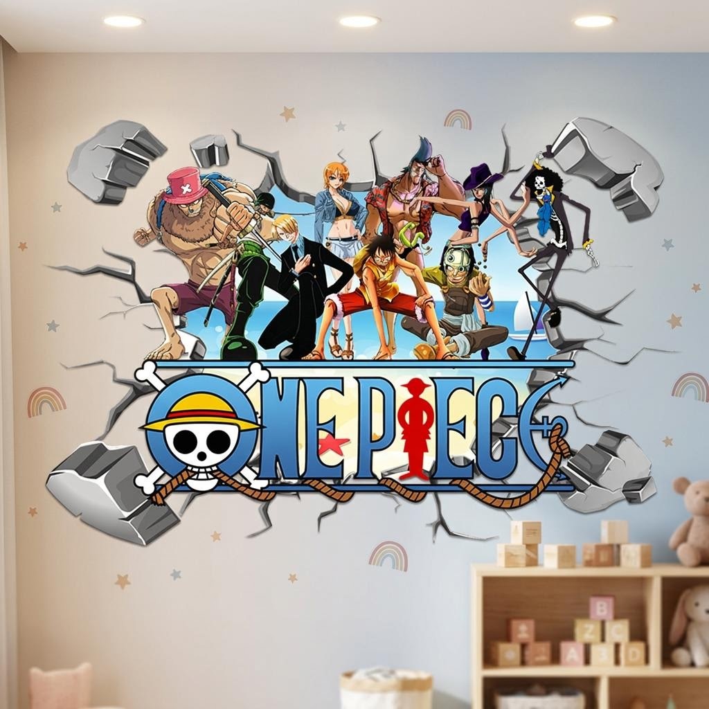 Karikatür tek parça Luffy 3D d - Baby Nursery Wall Mural incelemesi ve fiyatı