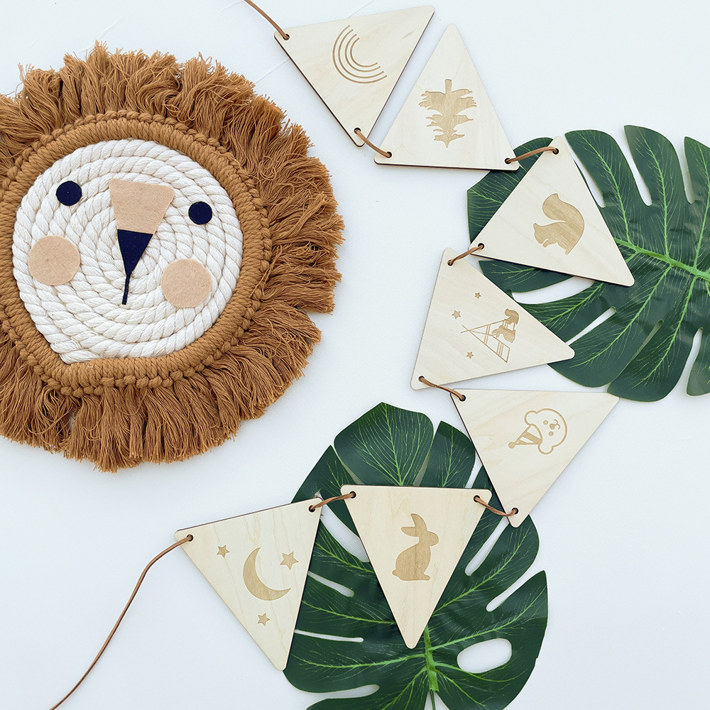 İskandinav ahşap üçgen bayrak  - Baby Nursery Bunting incelemesi ve fiyatı