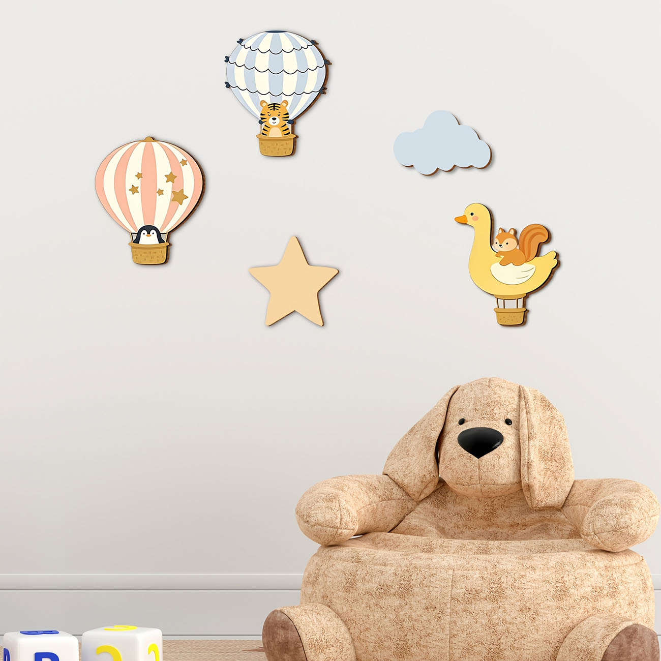 5 Adet Hayvan Sıcak Hava Balon - Baby Nursery Wall Mural incelemesi ve fiyatı